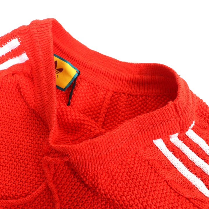 新品 GUCCI×adidas ショートパンツ トレフォイル刺繍ニット レッドリネン レディース L 693835
