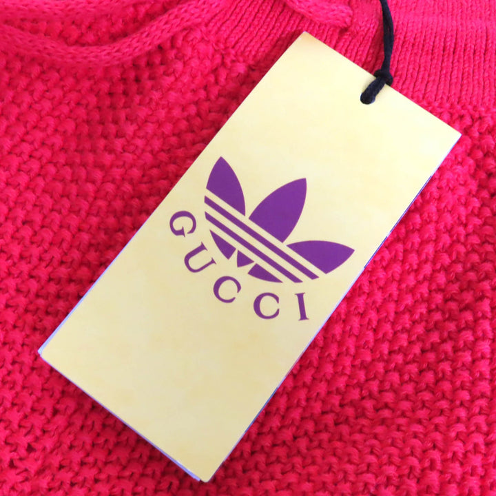 Pristine GUCCI×adidas Shorts Trefoil embroidered knit Red linen Women L 693835