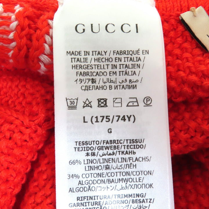 新品 GUCCI×adidas ショートパンツ トレフォイル刺繍ニット レッドリネン レディース L 693835