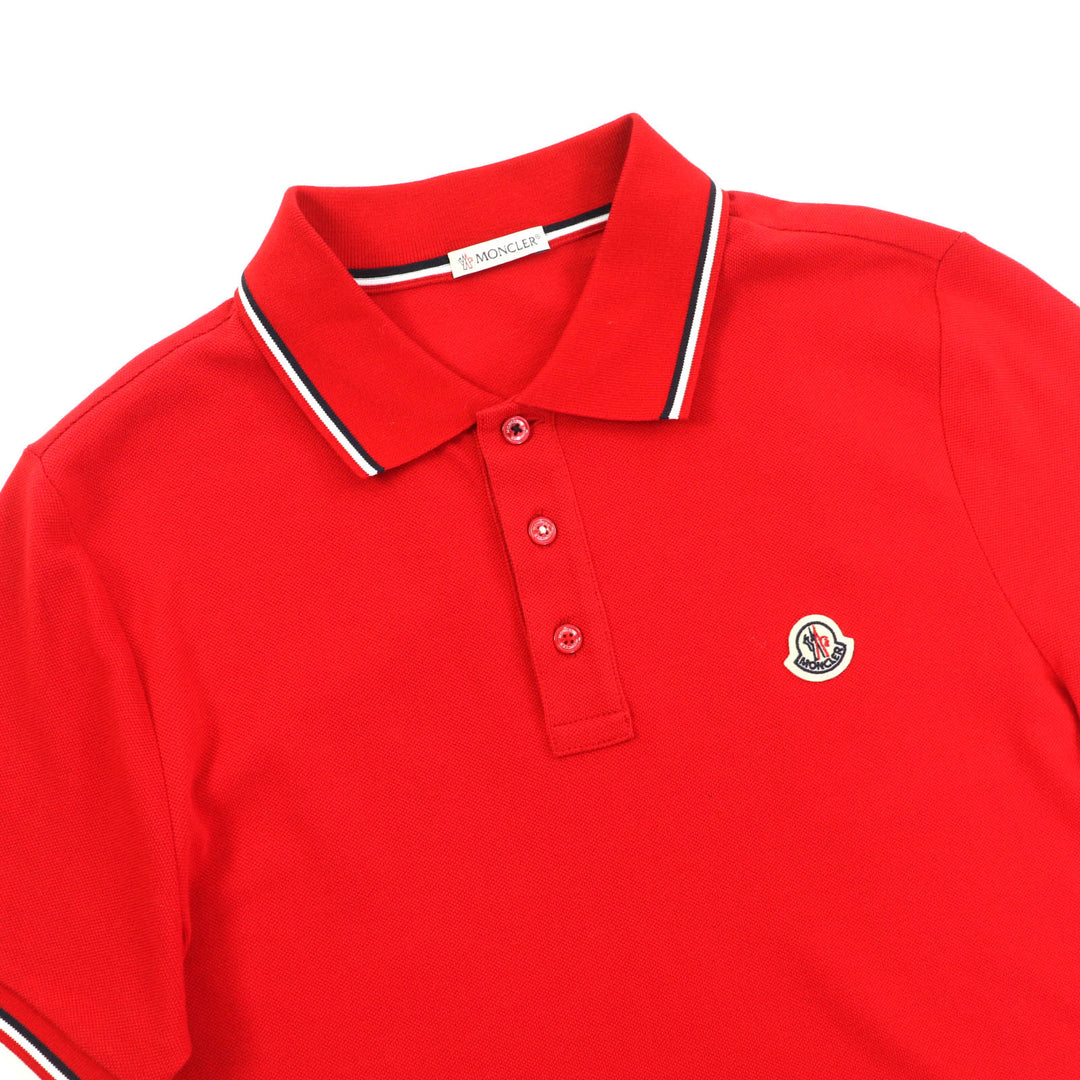 新品 MONCLER 半袖ポロシャツ MAGLIA POLO MANICA レッド コットン メンズ S