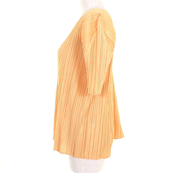 PLEATS PLEASE Tシャツ オレンジ ポリエステル レディース 3 PP21-JK281 美品