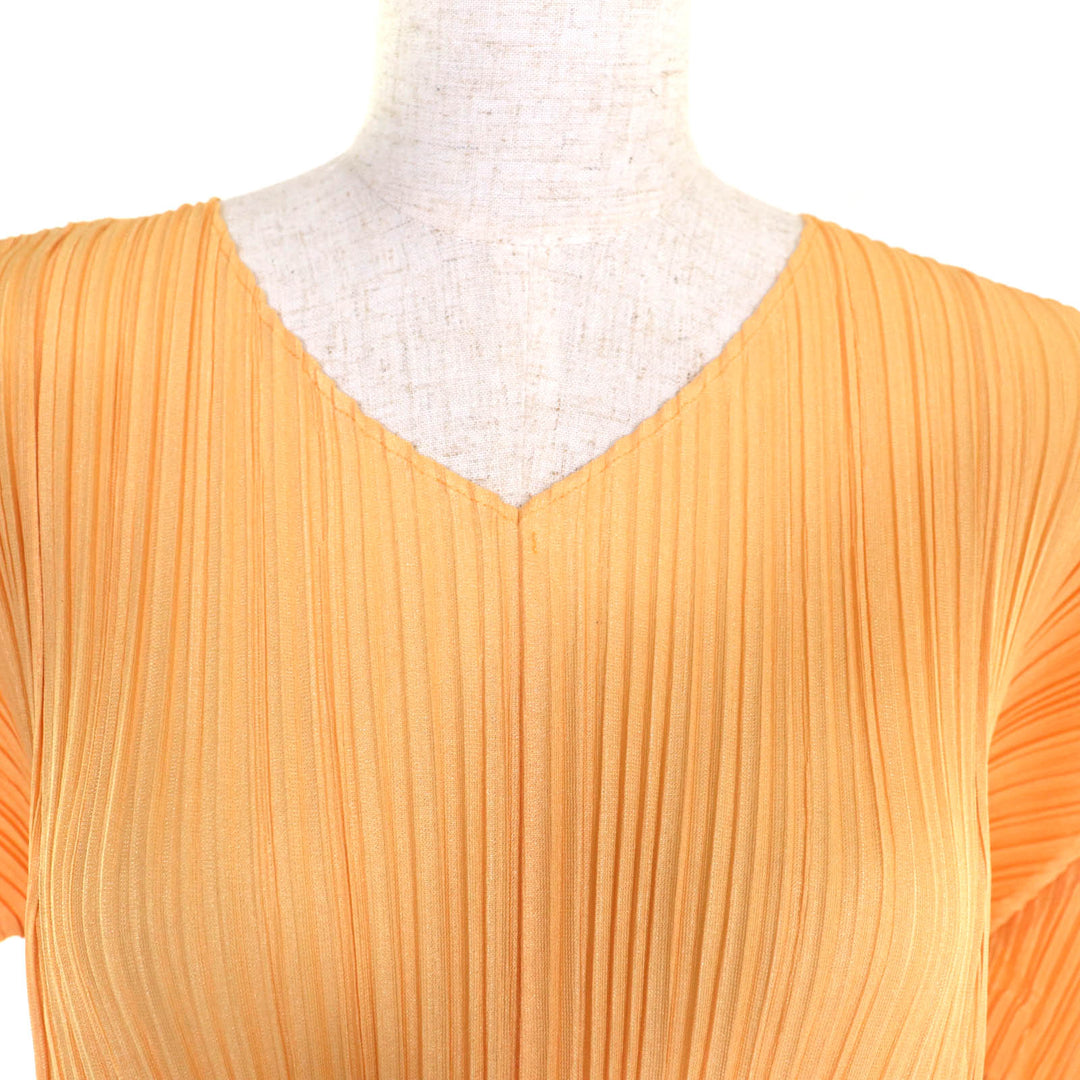 PLEATS PLEASE Tシャツ オレンジ ポリエステル レディース 3 PP21-JK281 美品