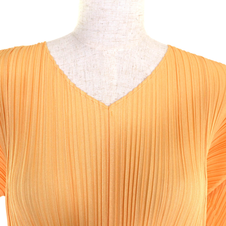 PLEATS PLEASE Tシャツ オレンジ ポリエステル レディース 3 PP21-JK281 美品