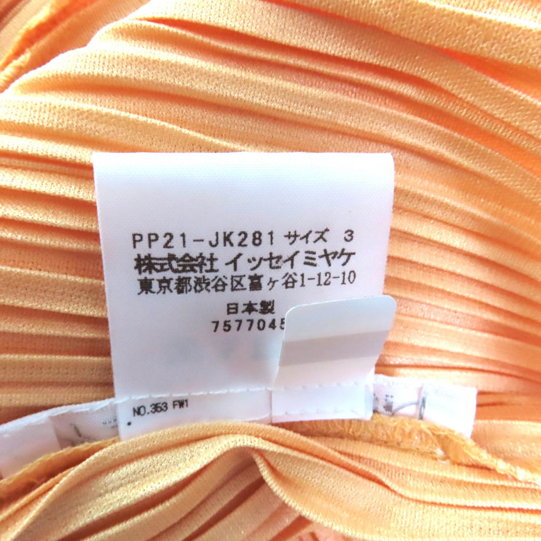 PLEATS PLEASE Tシャツ オレンジ ポリエステル レディース 3 PP21-JK281 美品