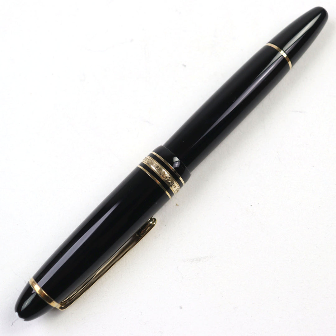 優れたモンブラン万年筆 マイスターシュテュック 146 希少なロゴ刻印入り ブラックゴールド 14K