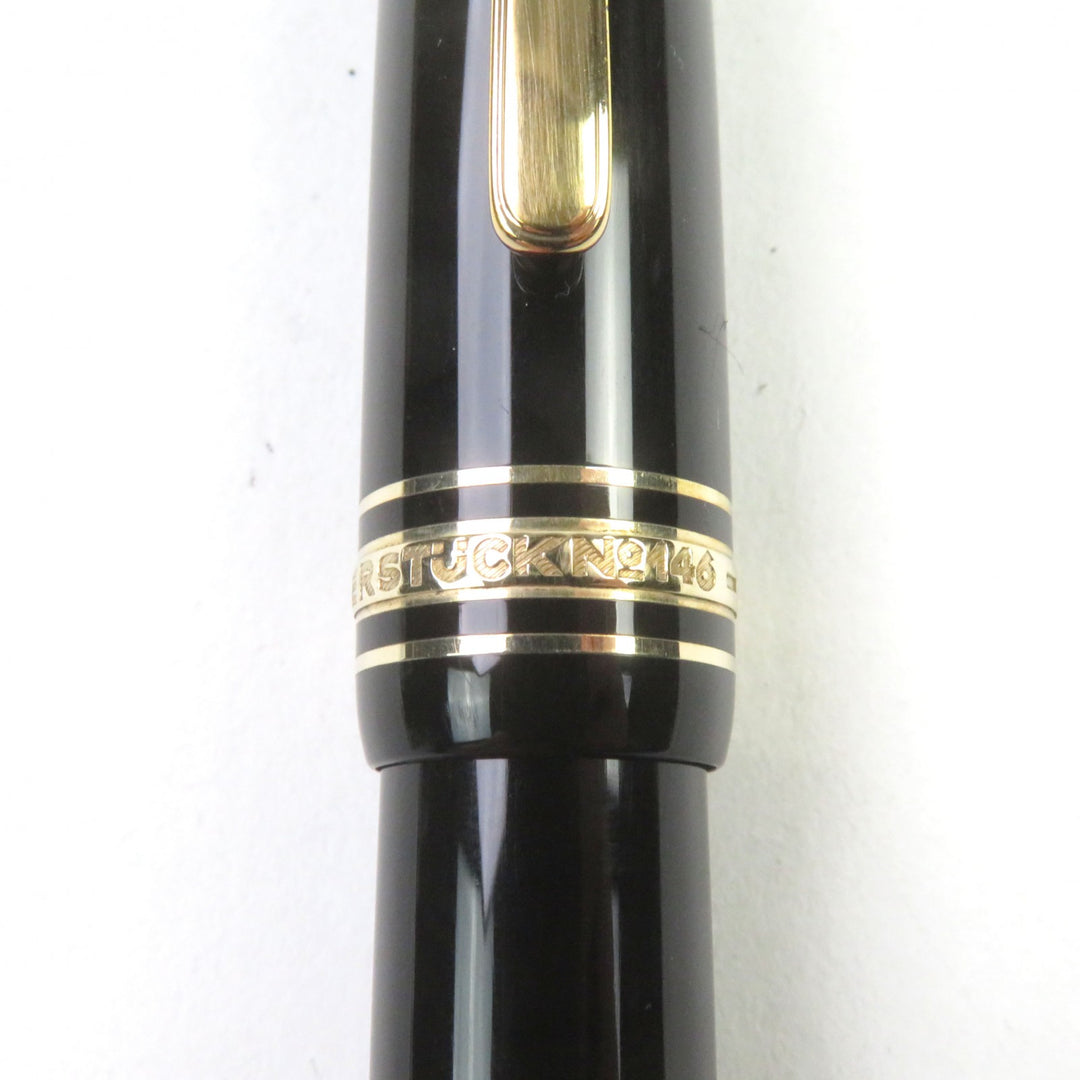 優れたモンブラン万年筆 マイスターシュテュック 146 希少なロゴ刻印入り ブラックゴールド 14K
