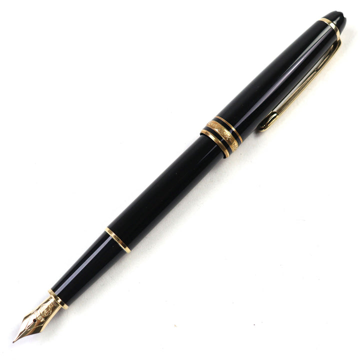 Excellent MONTBLANC fountain pen Meisterstck Classic Logo engraved Black 14K