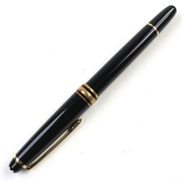 Excellent MONTBLANC fountain pen Meisterstck Classic Logo engraved Black 14K