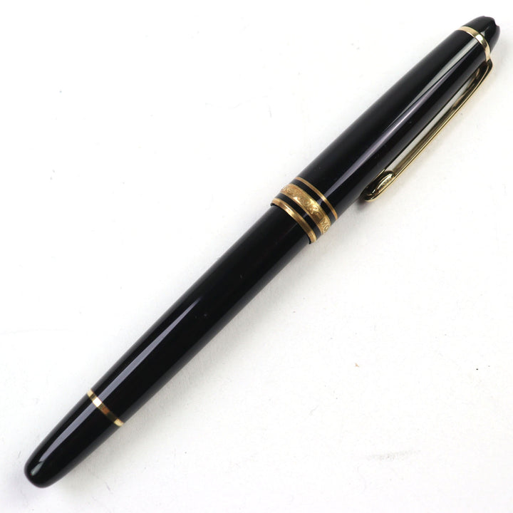 Excellent MONTBLANC fountain pen Meisterstck Classic Logo engraved Black 14K