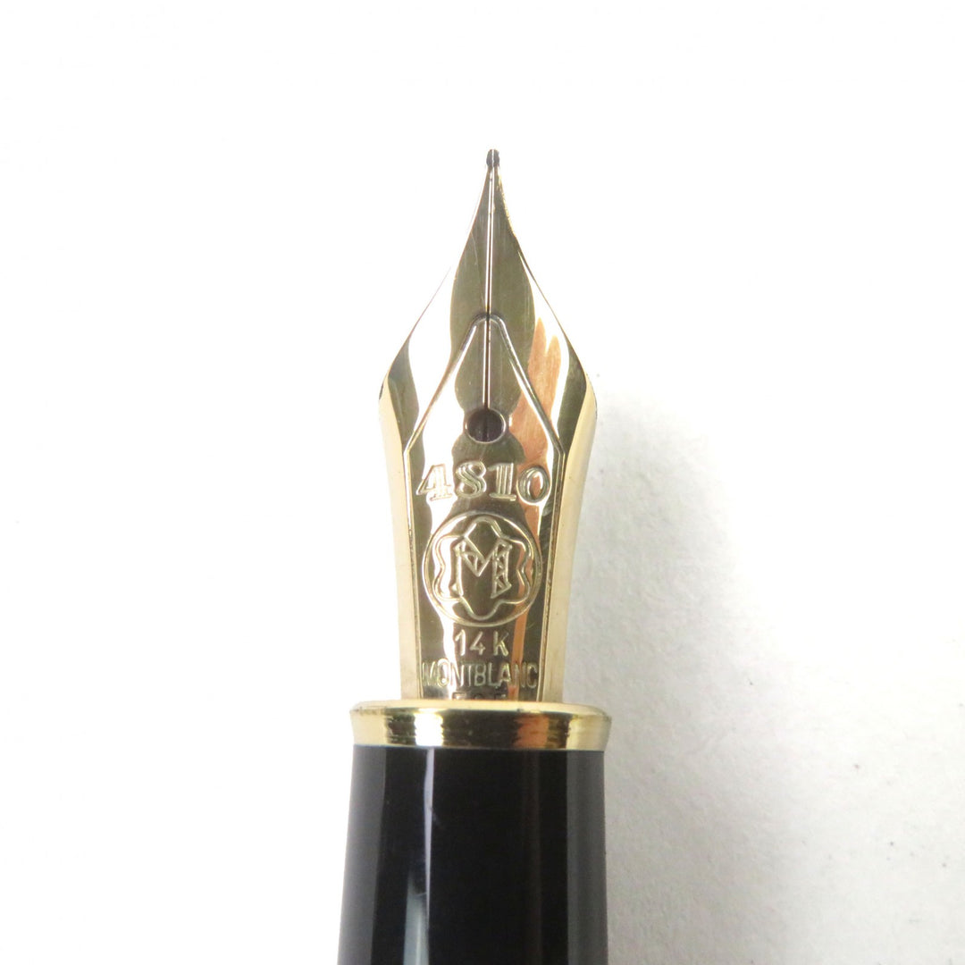 Excellent MONTBLANC fountain pen Meisterstck Classic Logo engraved Black 14K