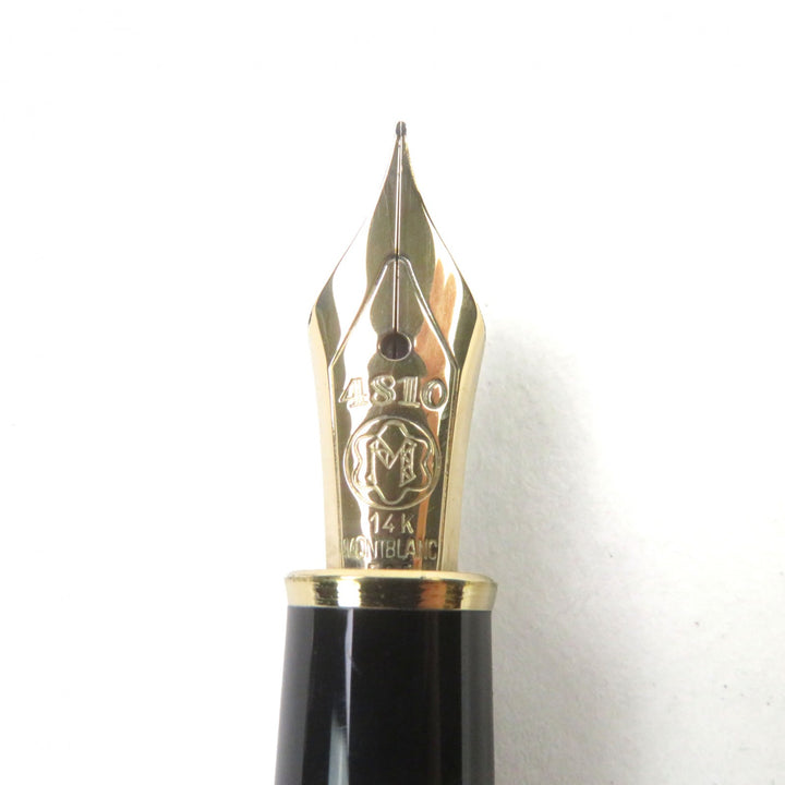 Excellent MONTBLANC fountain pen Meisterstck Classic Logo engraved Black 14K
