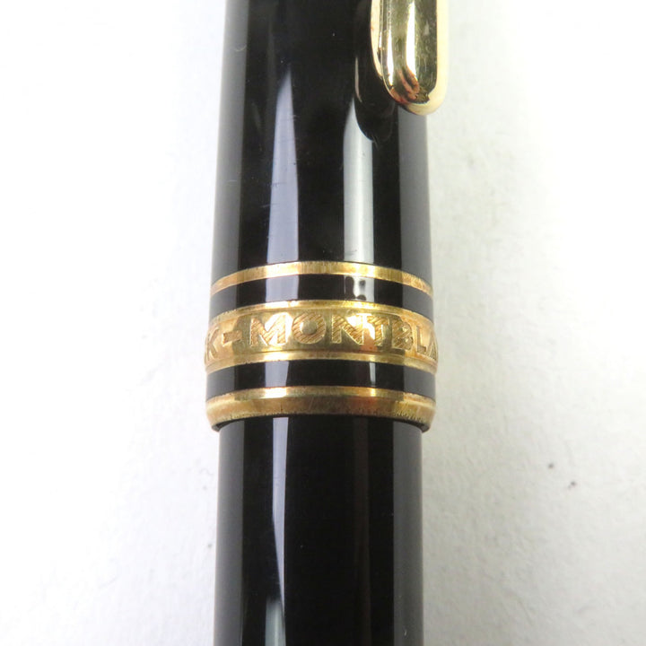 Excellent MONTBLANC fountain pen Meisterstck Classic Logo engraved Black 14K
