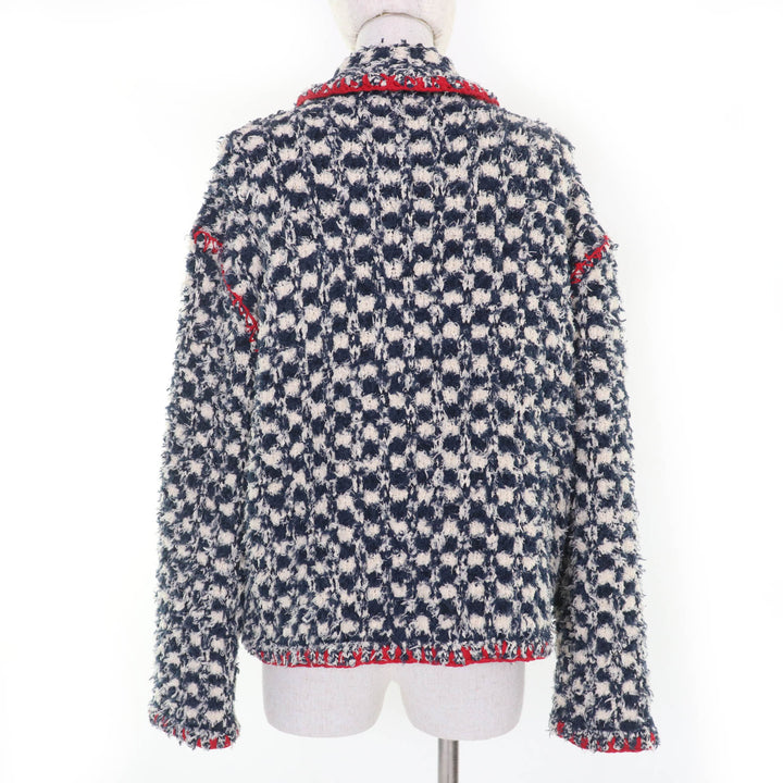 CHANEL ジャケット COCOボタン ツイード ネイビー系 リネン レディース 36 P70340K10023