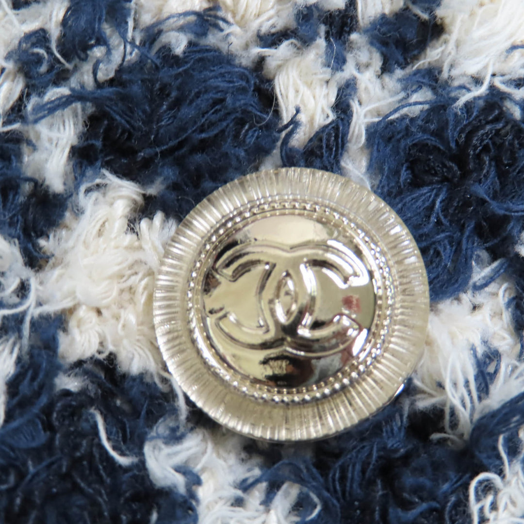 Excellent CHANEL Jacket COCO Button Tweed Navy system linen 36 P70340K10023