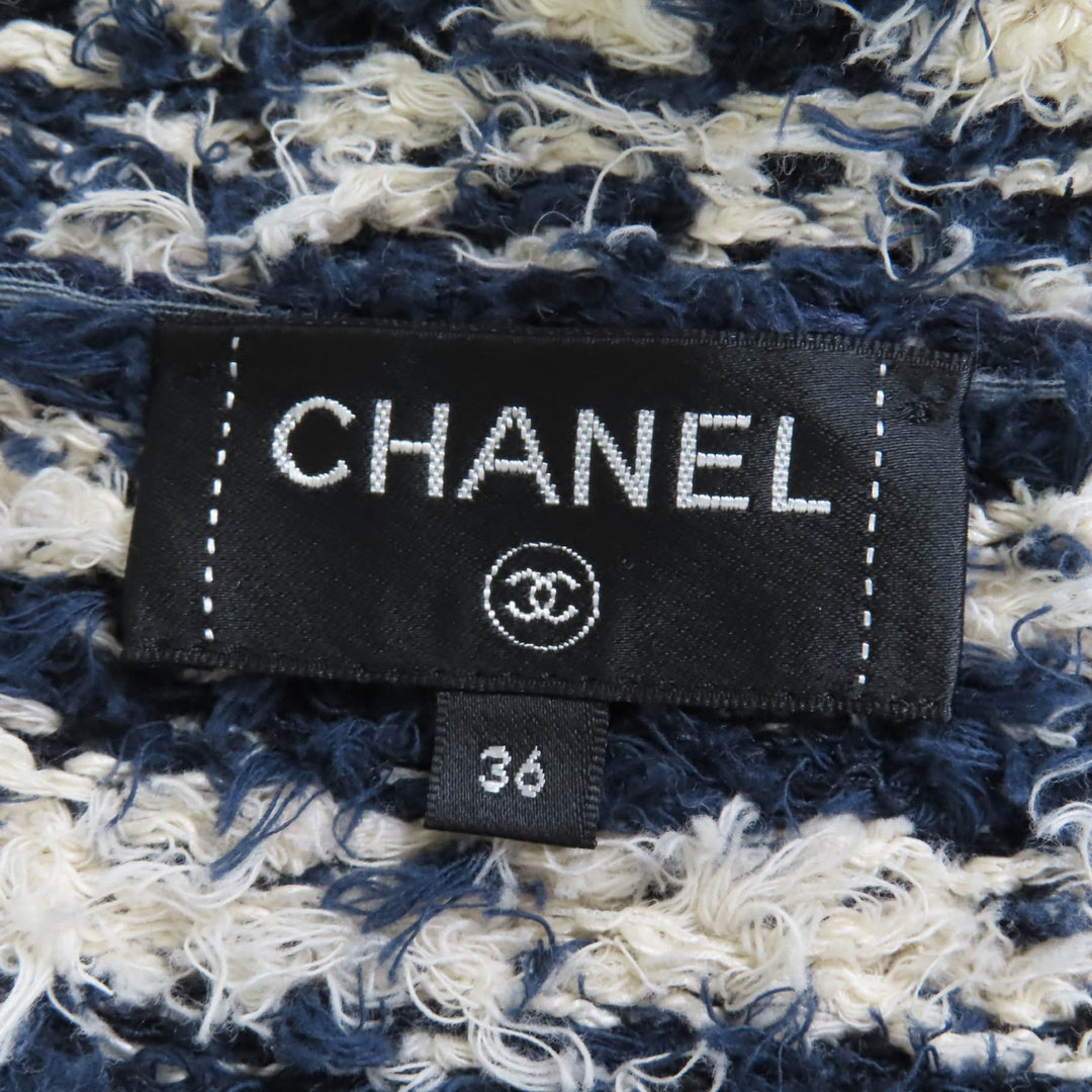 Excellent CHANEL Jacket COCO Button Tweed Navy system linen 36 P70340K10023