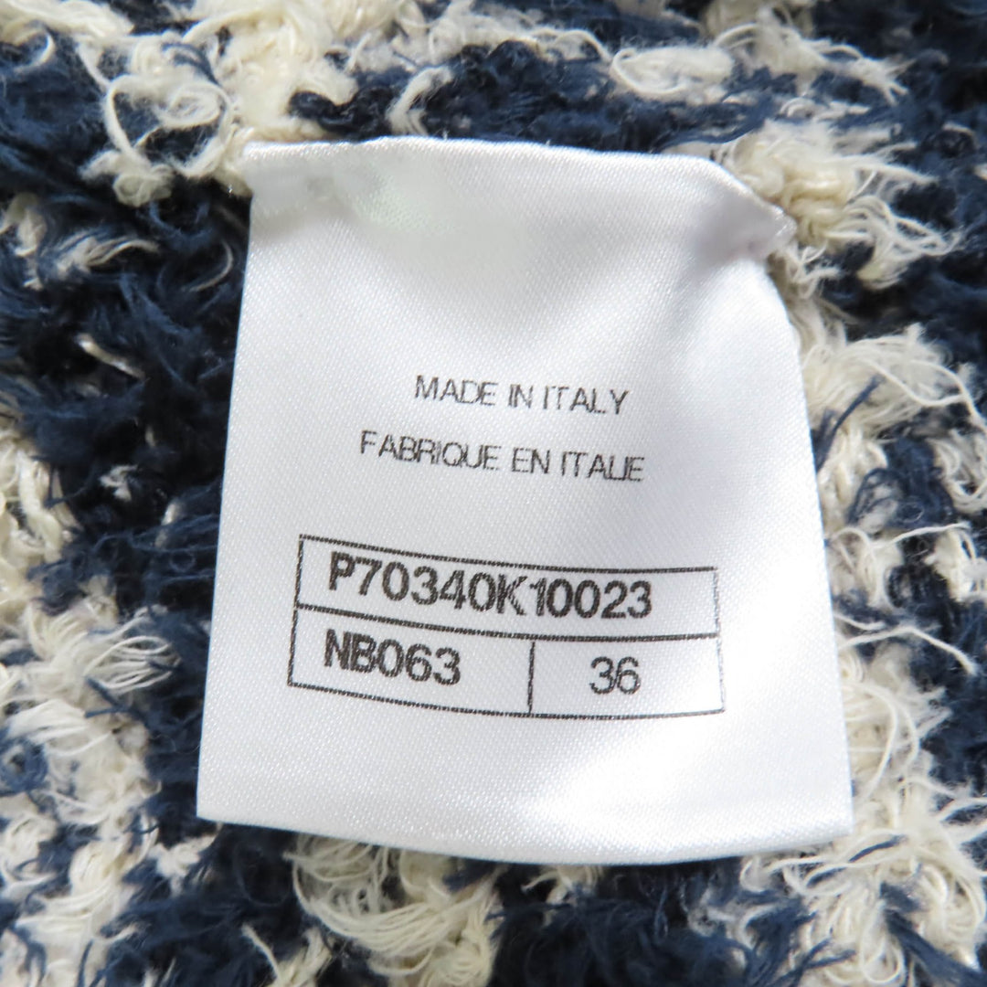 Excellent CHANEL Jacket COCO Button Tweed Navy system linen 36 P70340K10023