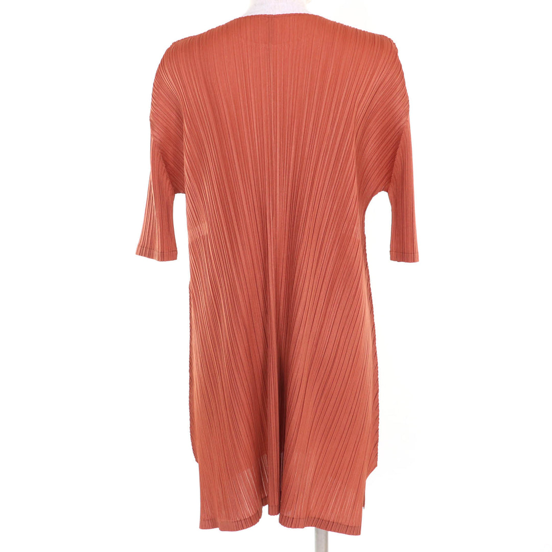 美品 PLEATS PLEASE ワンピース 半袖 オレンジ系 ポリエステル レディース 3 PP81-JT223