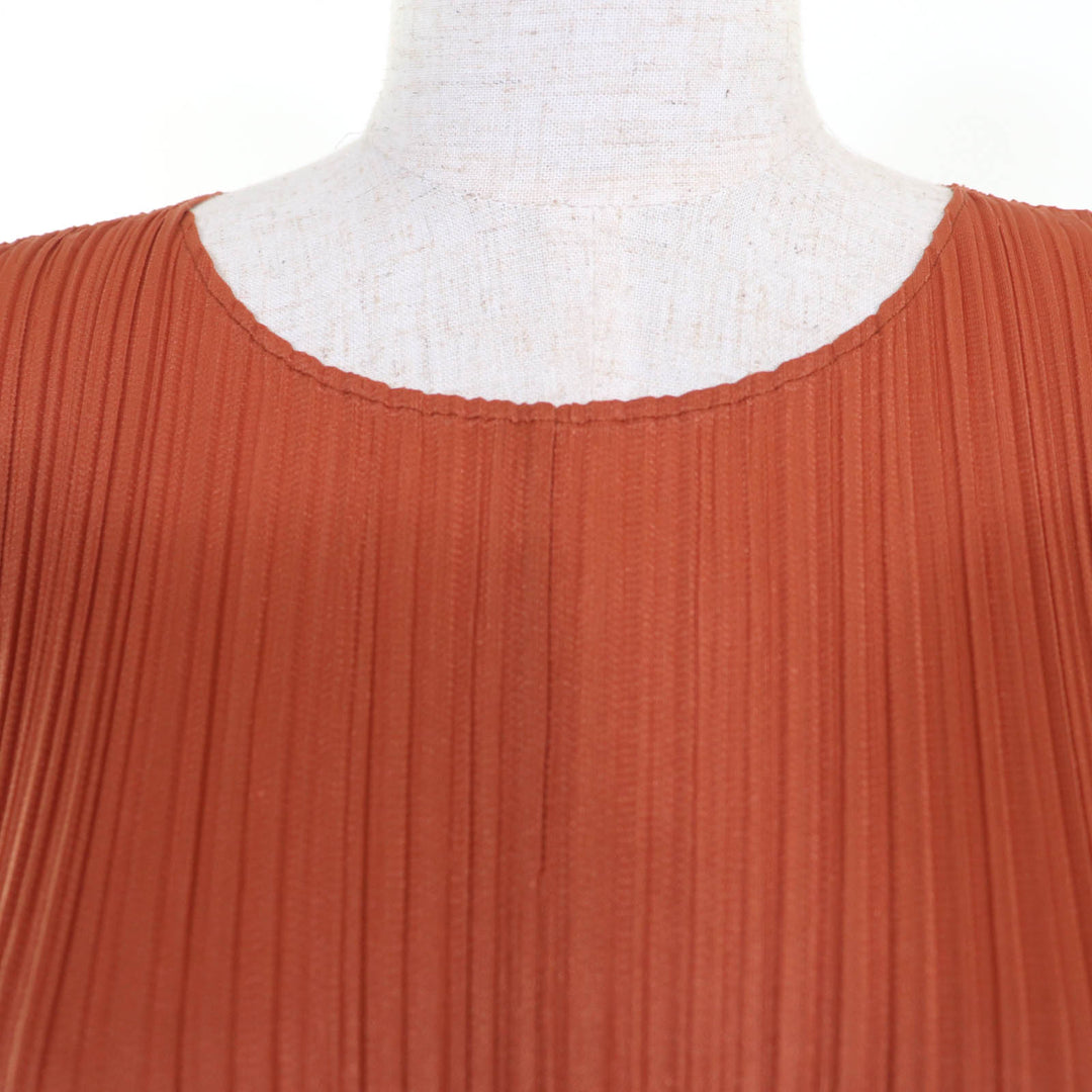 美品 PLEATS PLEASE ワンピース 半袖 オレンジ系 ポリエステル レディース 3 PP81-JT223