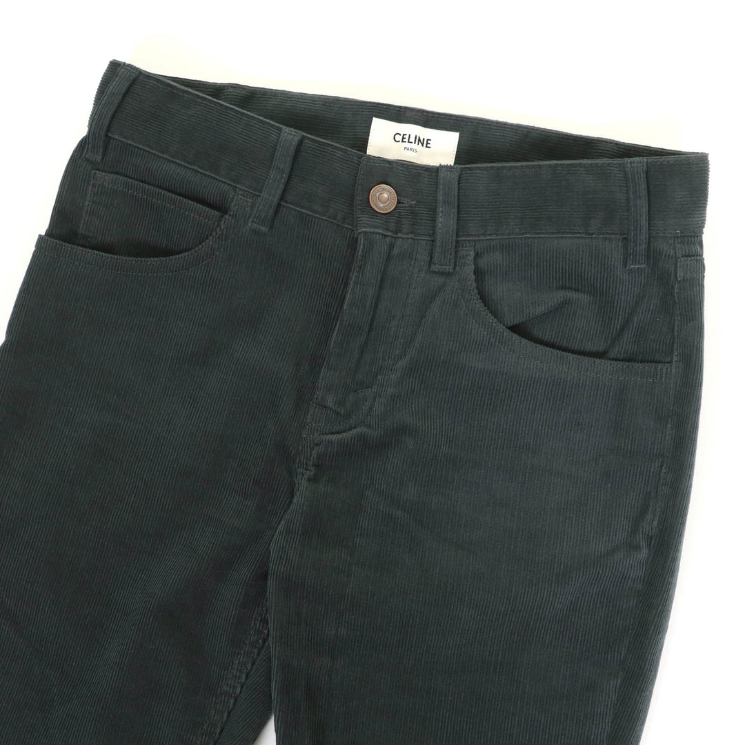 Great CELINE Pants Corduroy flare Dark green cotton Women 24