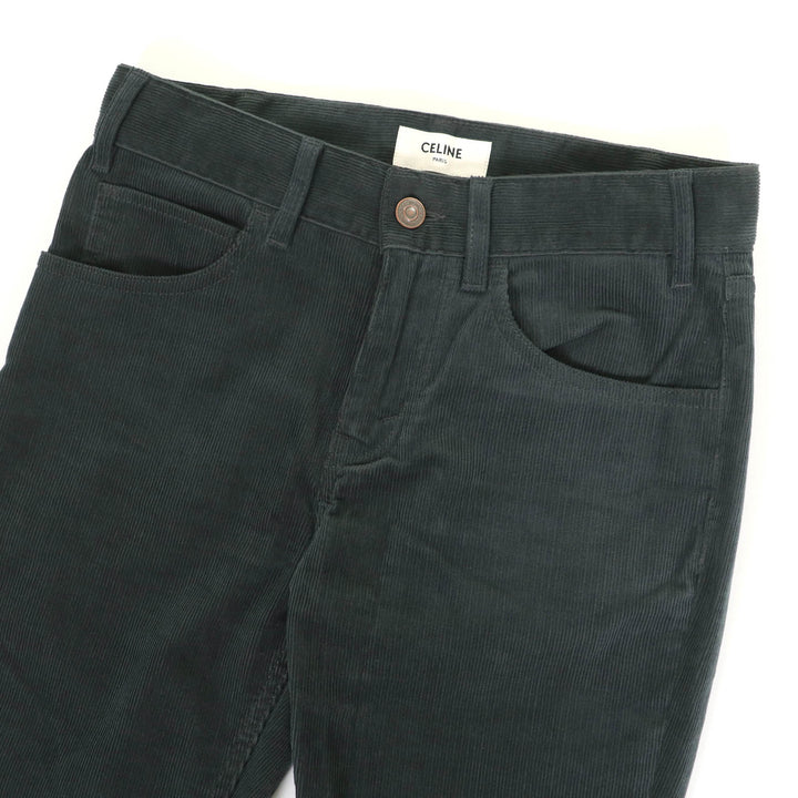 Great CELINE Pants Corduroy flare Dark green cotton Women 24