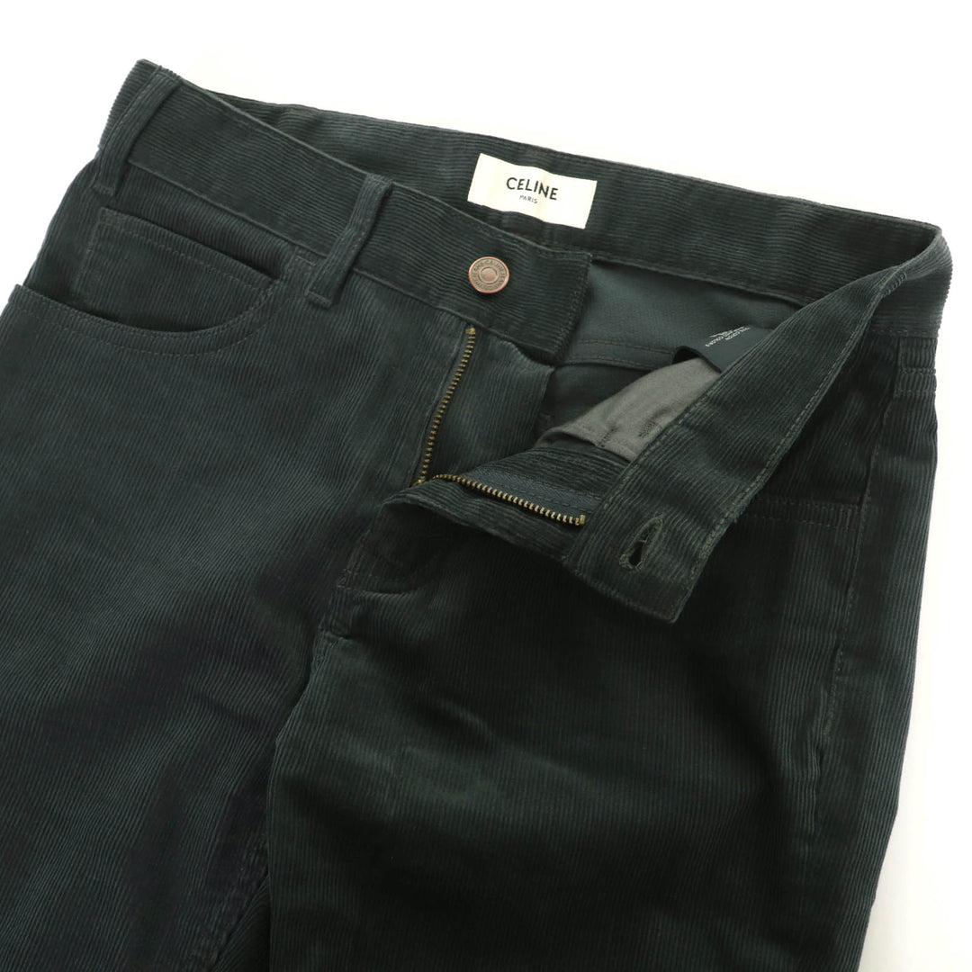 Great CELINE Pants Corduroy flare Dark green cotton Women 24