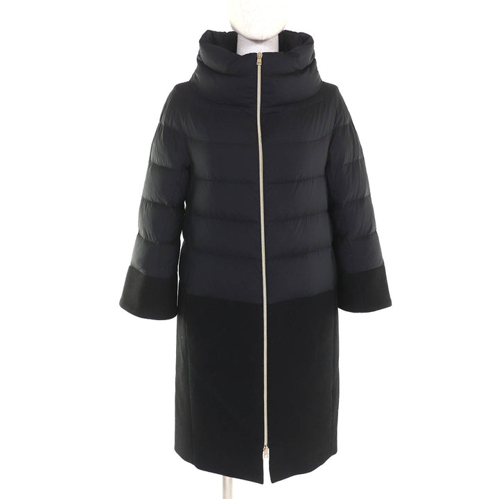 Great Herno down coat With logo wool switching stand collar black Women 38