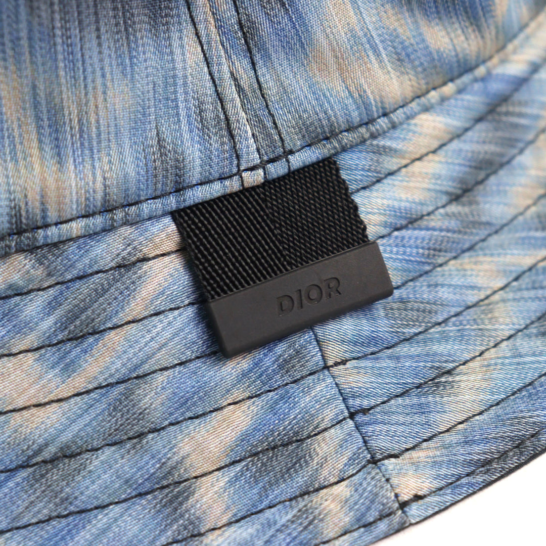 Pristine DIOR Parley hat Forge Oceans Bucket Blue all-over pattern M