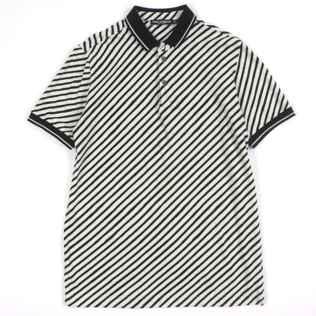 Great DOLCE&GABBANA Short sleeve polo shirt White black cotton mens 52