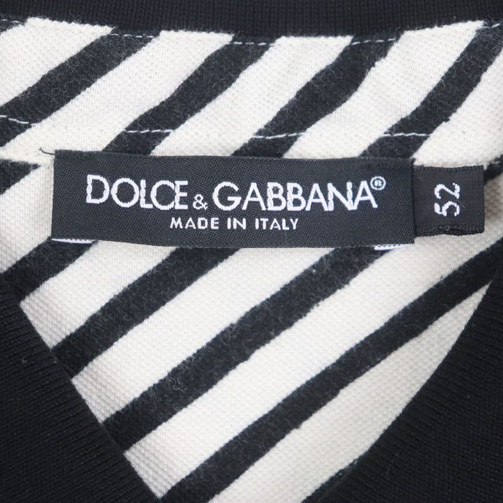 Great DOLCE&GABBANA Short sleeve polo shirt White black cotton mens 52