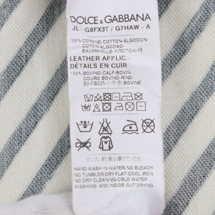 素晴らしい DOLCE&amp;GABBANA 半袖ポロシャツ ホワイト ブラック コットン メンズ 52