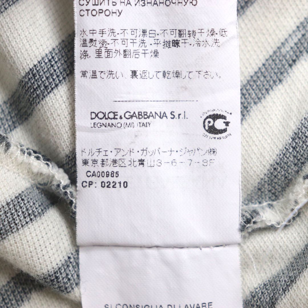 素晴らしい DOLCE&amp;GABBANA 半袖ポロシャツ ホワイト ブラック コットン メンズ 52
