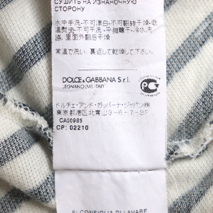 素晴らしい DOLCE&amp;GABBANA 半袖ポロシャツ ホワイト ブラック コットン メンズ 52