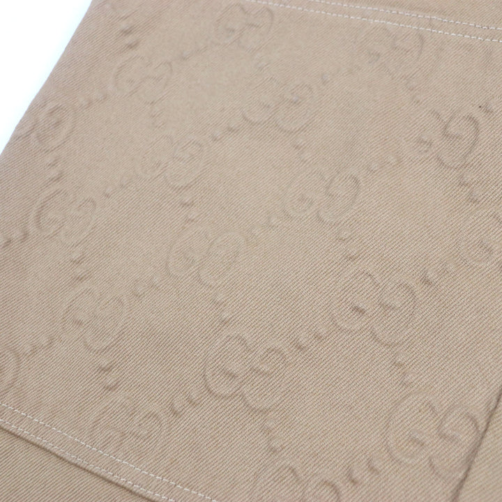 Excellent GUCCI Denim pants Embossed GG logo organic beige cotton mens 44 771458