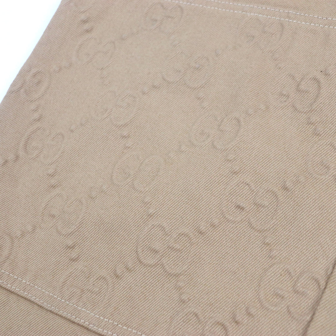 Excellent GUCCI Denim pants Embossed GG logo organic beige cotton mens 44 771458