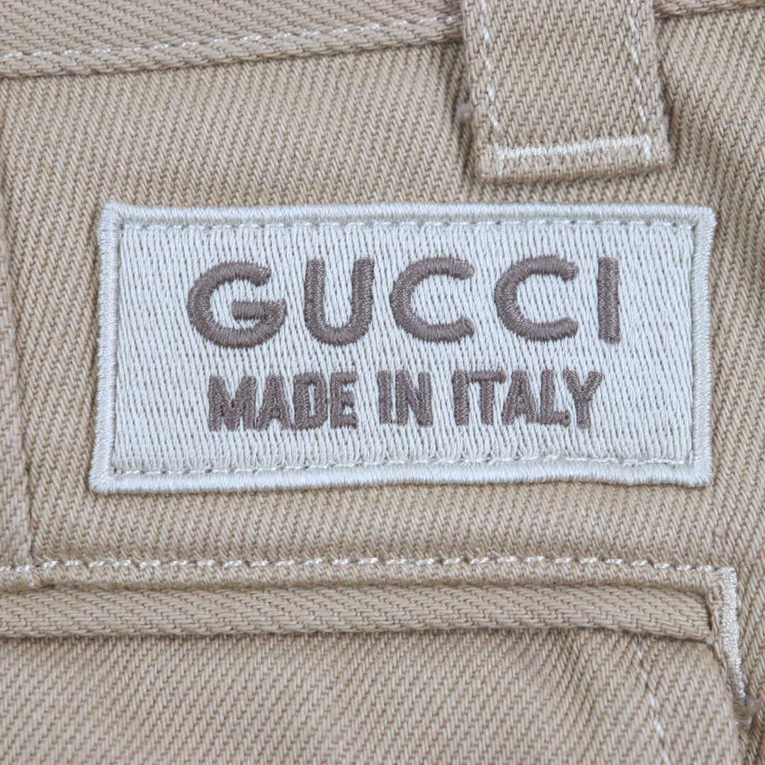 Excellent GUCCI Denim pants Embossed GG logo organic beige cotton mens 44 771458