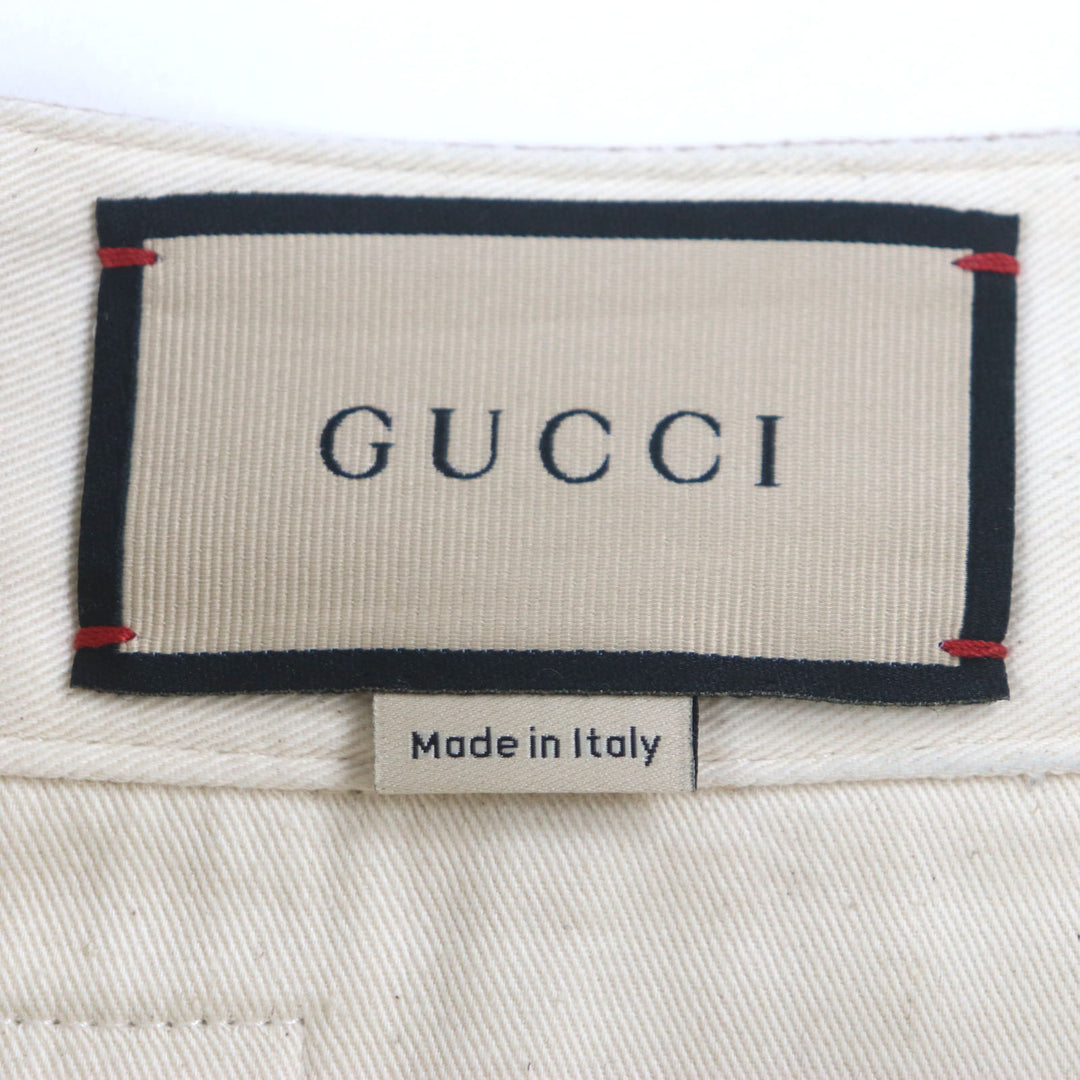 Excellent GUCCI Denim pants Embossed GG logo organic beige cotton mens 44 771458