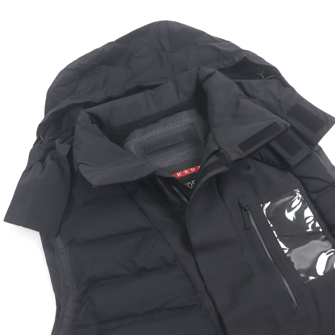 Great PRADA Down vest With hood Black series recycled polyester mens M