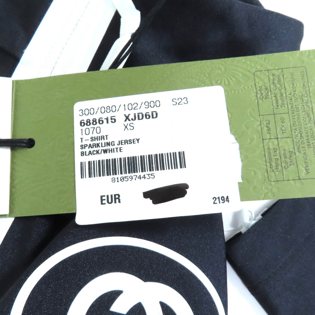 Pristine GUCCI T-shirt Black White Nylon Women XS 688615