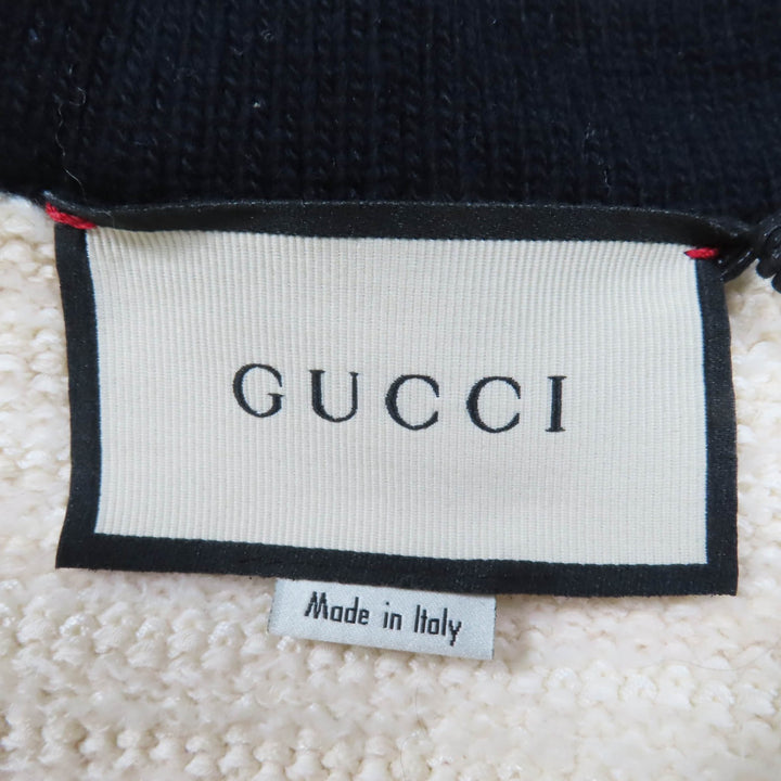 素晴らしい GUCCI コート フロントオープン ツイード ノーカラー アイボリー ウール レディース M 490346