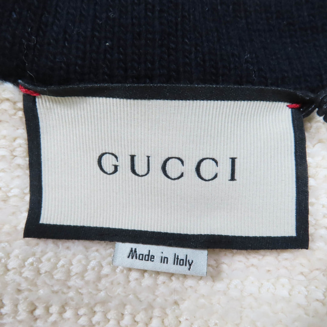 Excellent GUCCI coat Front open tweed no collar Ivory wool Women M 490346