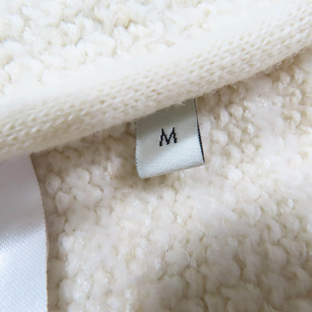 Excellent GUCCI coat Front open tweed no collar Ivory wool Women M 490346