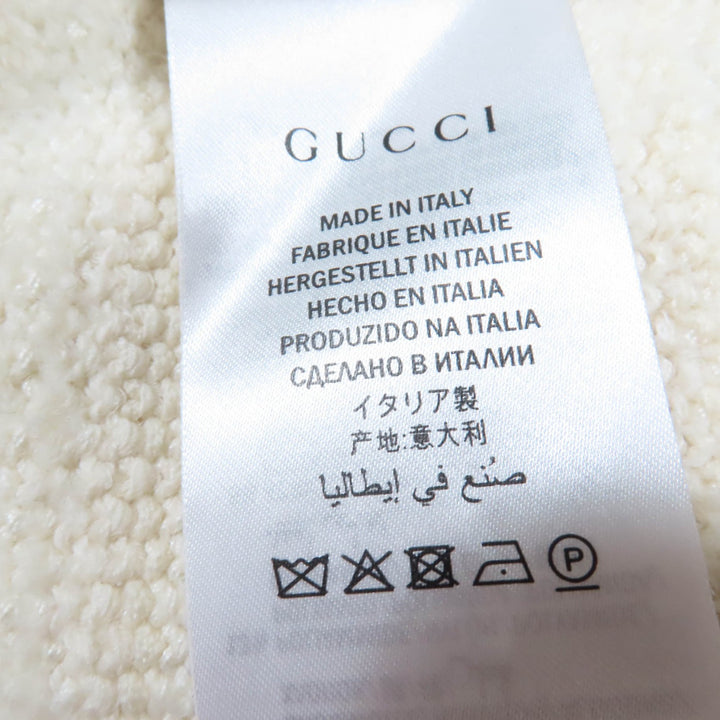 Excellent GUCCI coat Front open tweed no collar Ivory wool Women M 490346