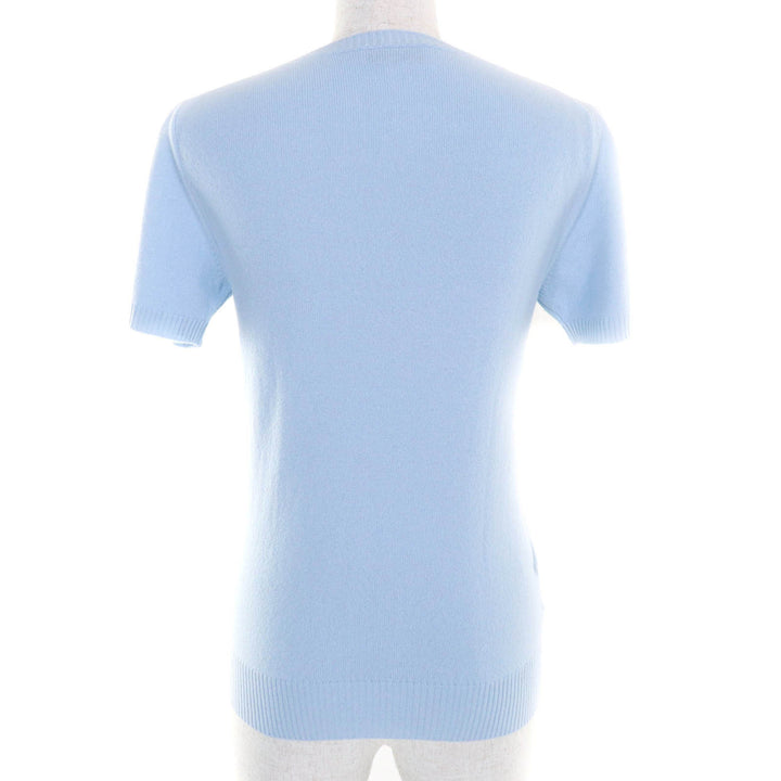Excellent MIUMIU Short sleeve knit Logo design crew neck cashmere Women 36