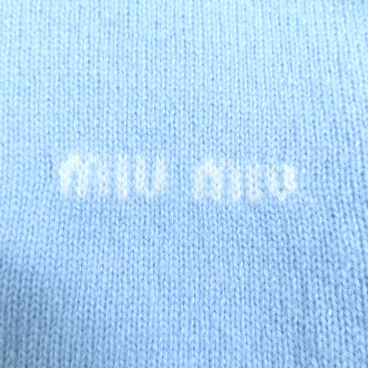 素晴らしい MIUMIU 半袖ニット ロゴデザイン クルーネック カシミア レディース 36 MML842