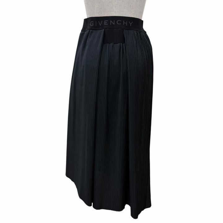 Excellent GIVENCHY Pleated skirt Asymmetrical with logo black 34 BW40HN13CQ
