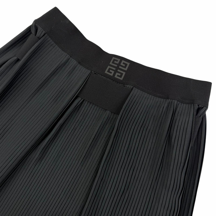 Excellent GIVENCHY Pleated skirt Asymmetrical with logo black 34 BW40HN13CQ