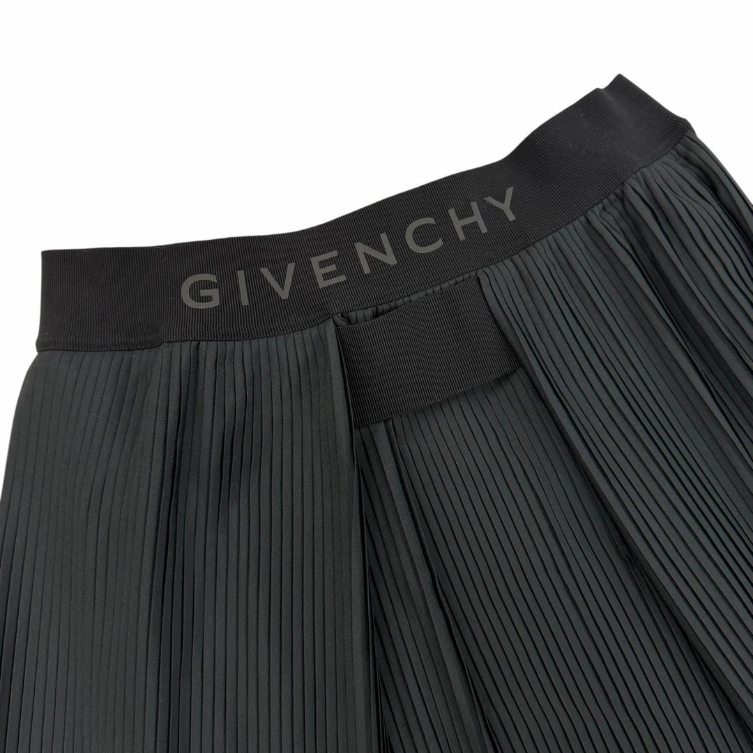 Excellent GIVENCHY Pleated skirt Asymmetrical with logo black 34 BW40HN13CQ
