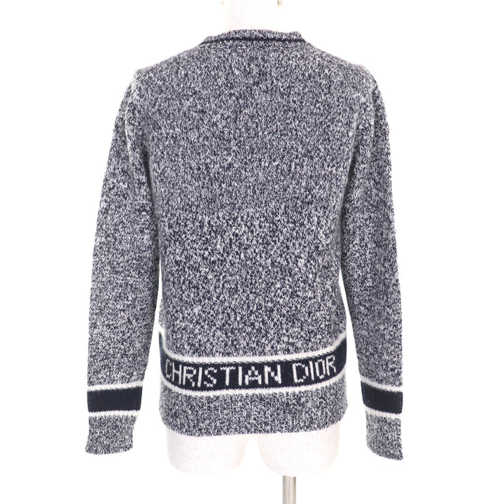 Excellent Christian Dior knit Back logo V-neck Long sleeves Navy 38 054S01AM303