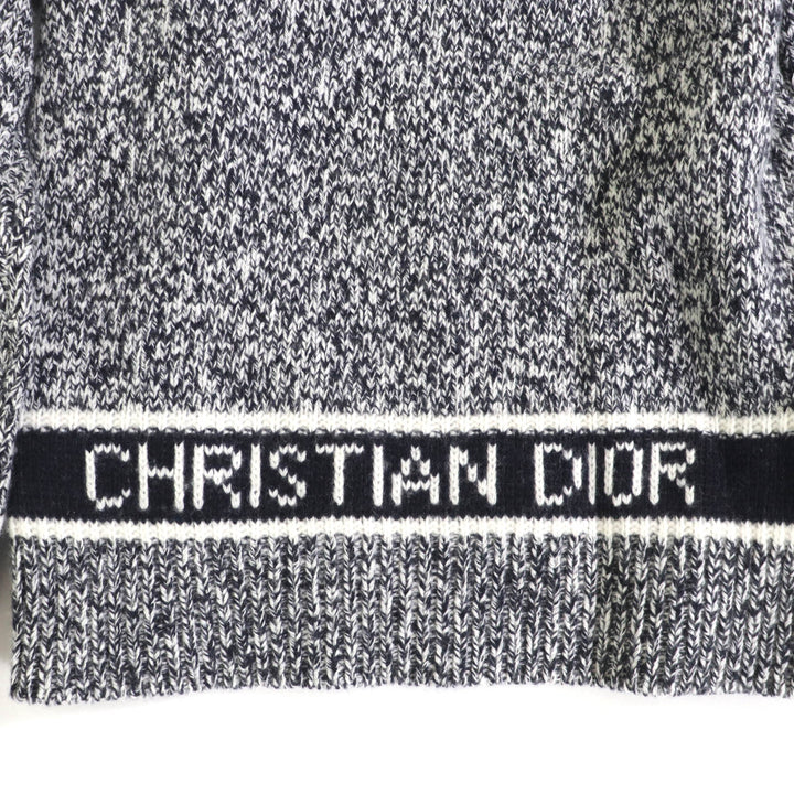 Excellent Christian Dior knit Back logo V-neck Long sleeves Navy 38 054S01AM303