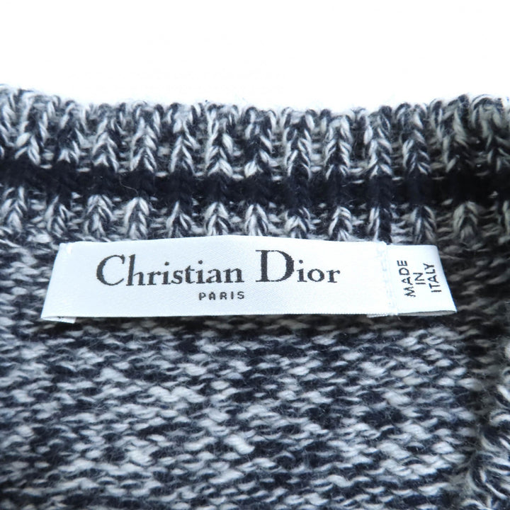 Excellent Christian Dior knit Back logo V-neck Long sleeves Navy 38 054S01AM303